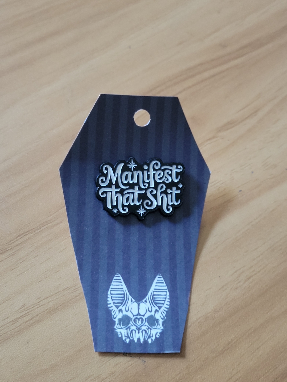 💀NEW💀 Hand Crafted Black and White 'Manifest That Shit' Enamel Brooch